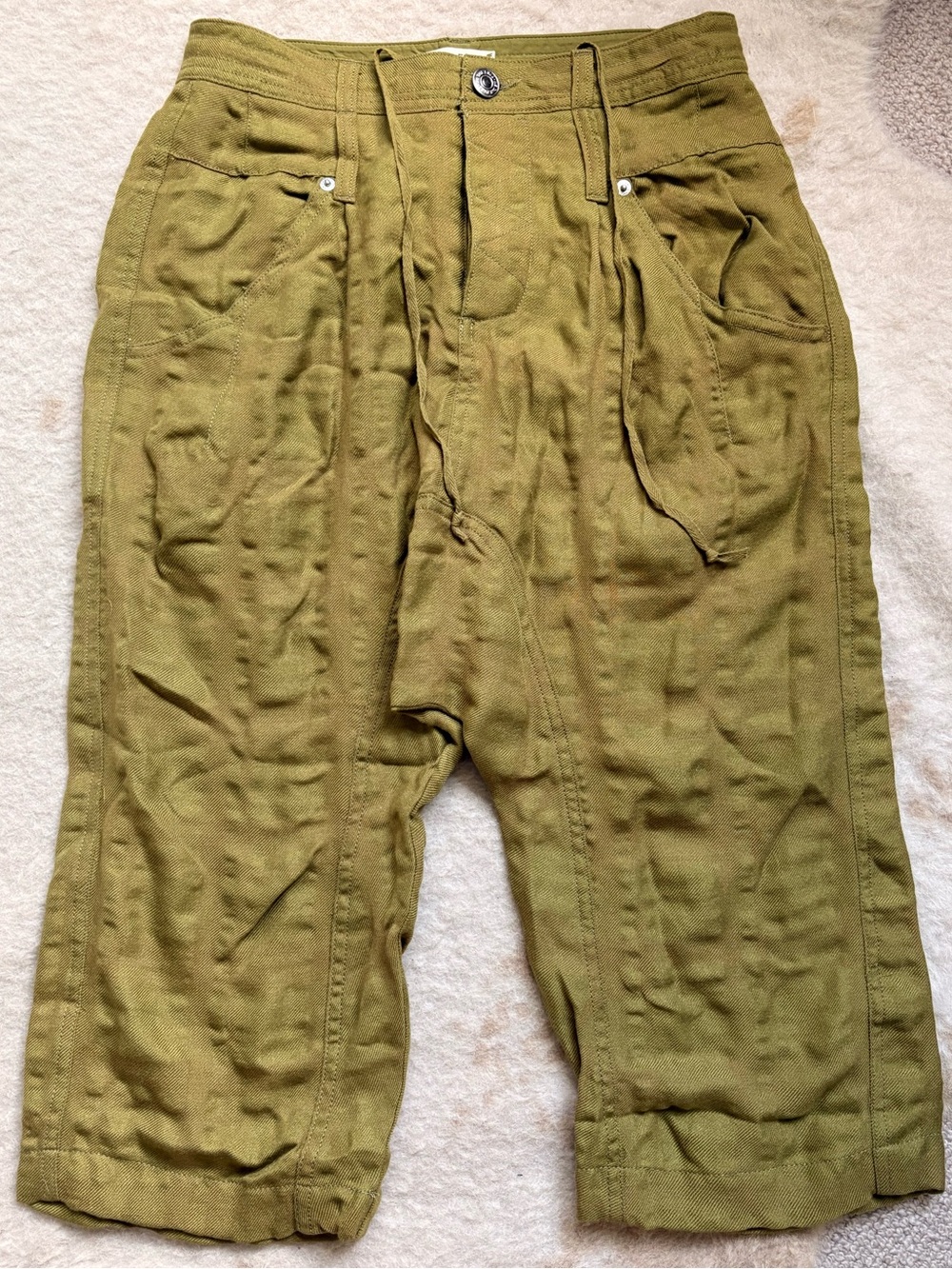 We The Free Olive Drawstring Harem Cropped Pants